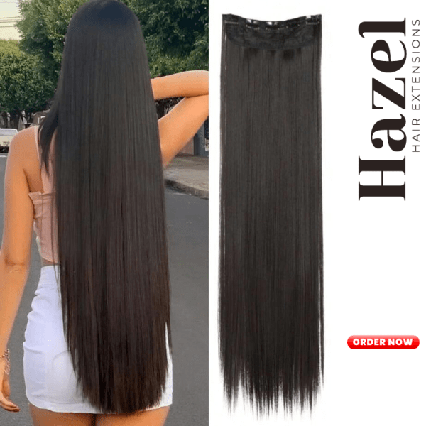 Black Straight Five Clip in Extension HZL555