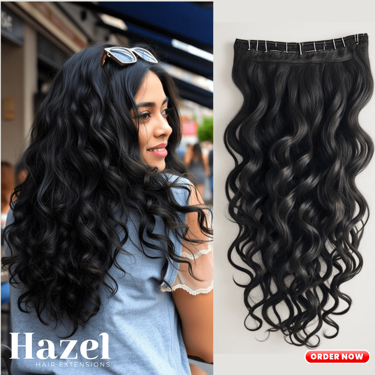 Black Curly Five Clip in Extension HZL506
