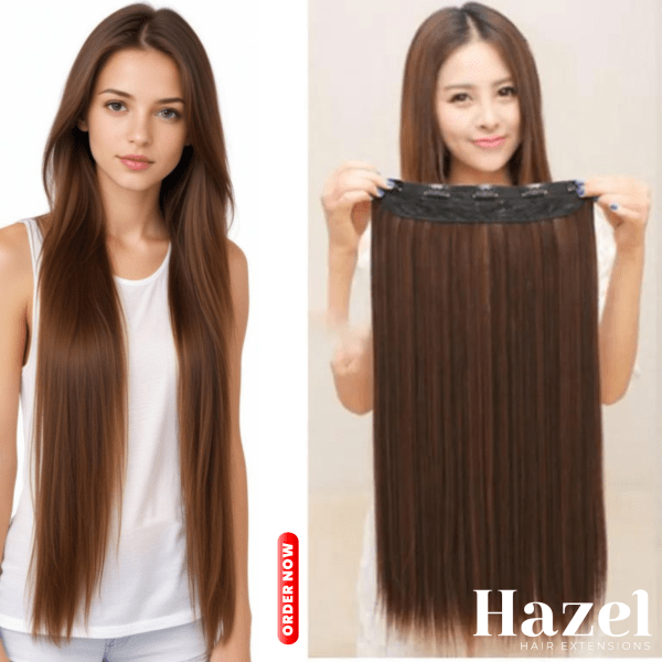 Black Straight Five Clip in Extension HZL552