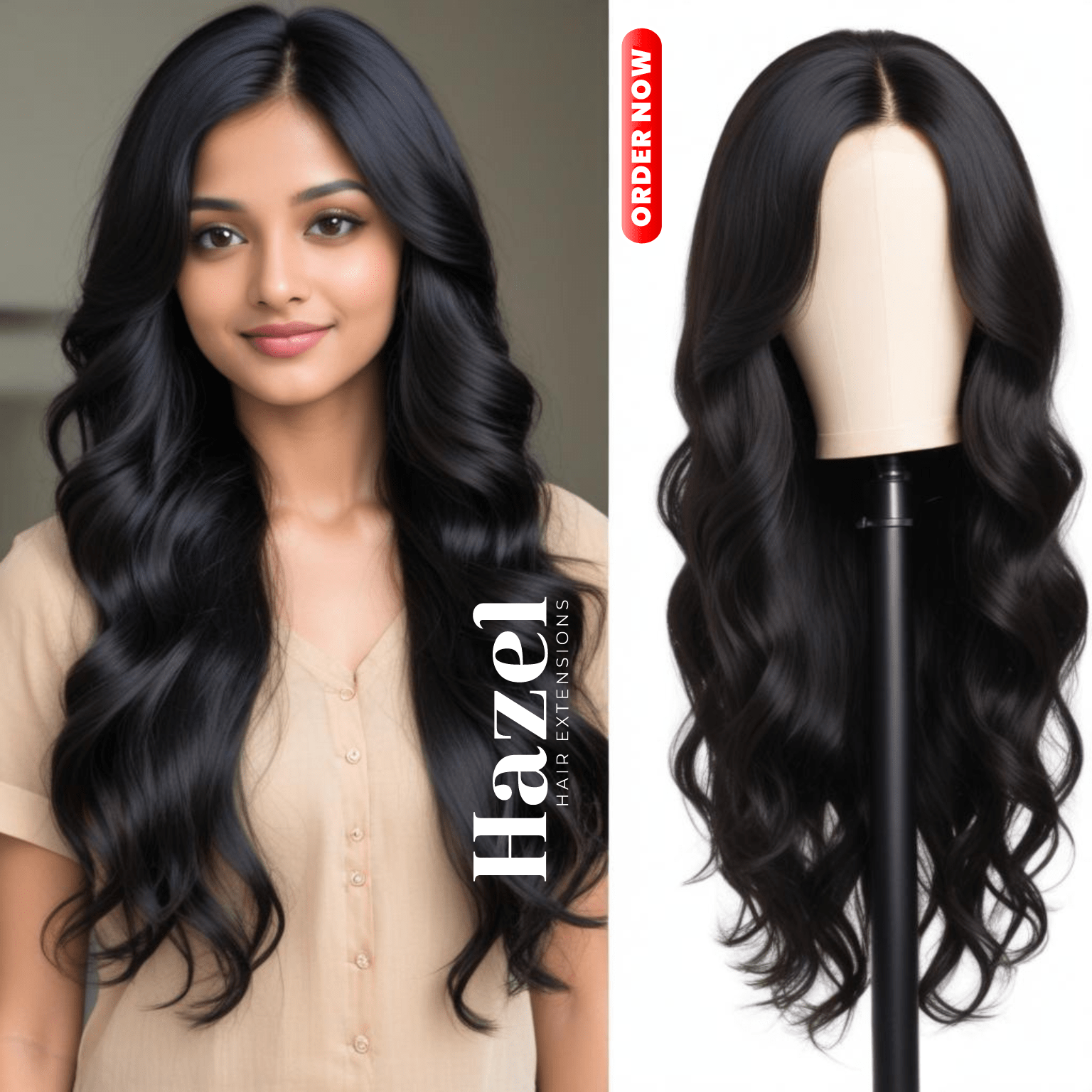 Black Wavy Full Wig HZL602