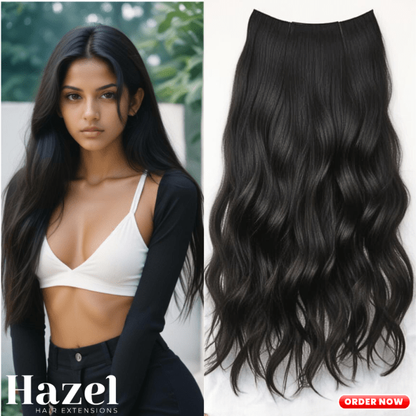 Black Wavy Five Clip in Extension HZL511