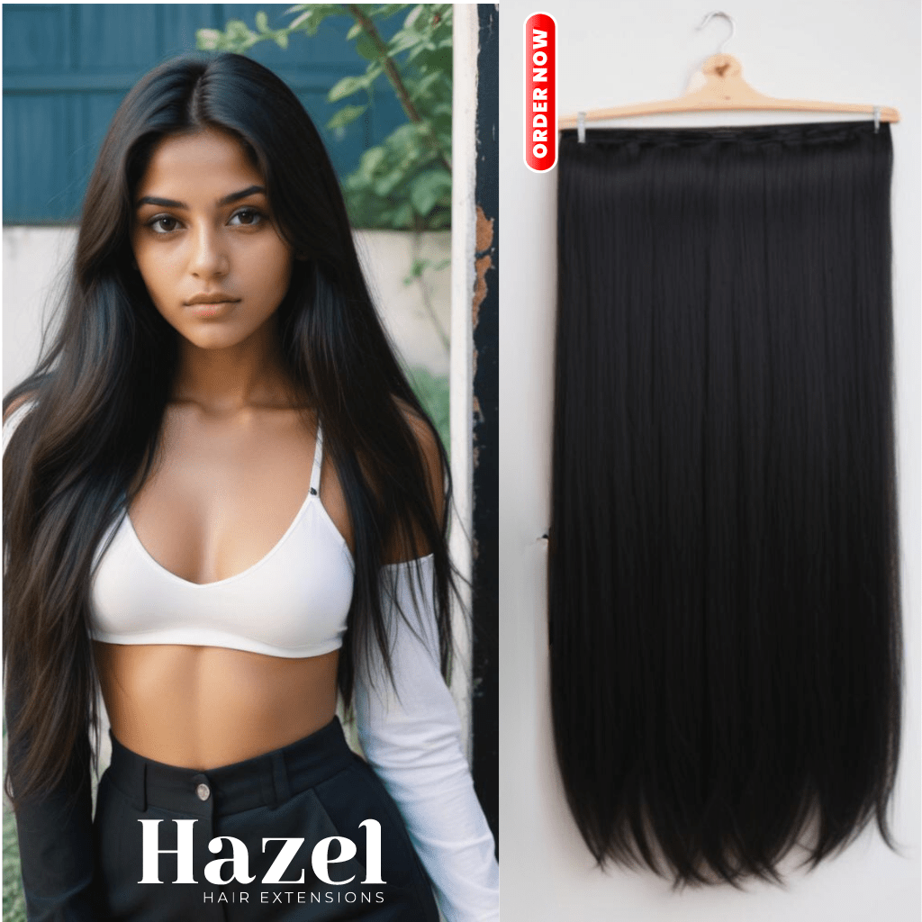 Black Straight Five Clip in Extension HZL551