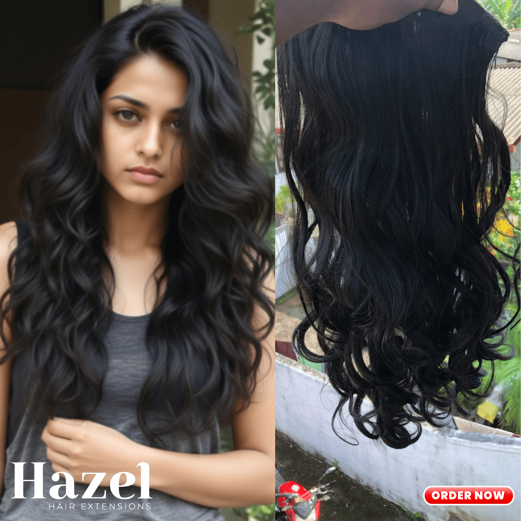 Black Wavy Five Clip in Extension HZL510