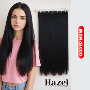 Black Straight Five Clip in Extension HZL559