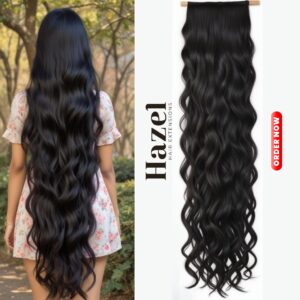 Extra Long Black Wavy Five Clip in Extension HZL901