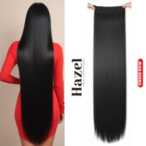 Extra Long Black Straight Five Clip in Extension HZL907