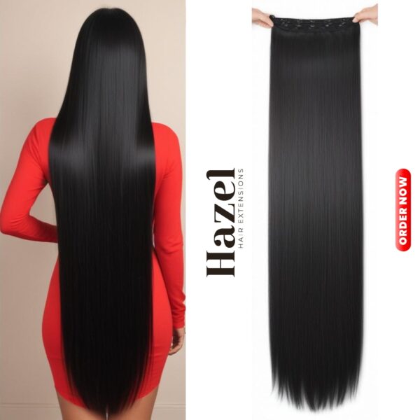 Extra Long Black Straight Five Clip in Extension HZL907