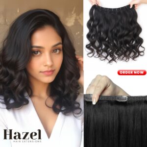 Short Black Wavy Five Clip in Extension HZL801