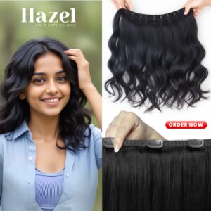Short Black Wavy Five Clip in Extension HZL802
