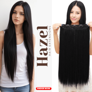 Black Straight Five Clip in Extension HZL563