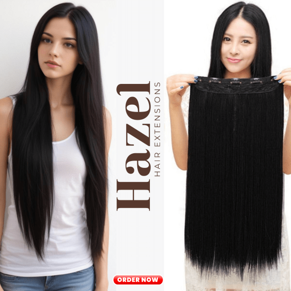 Black Straight Five Clip in Extension HZL563