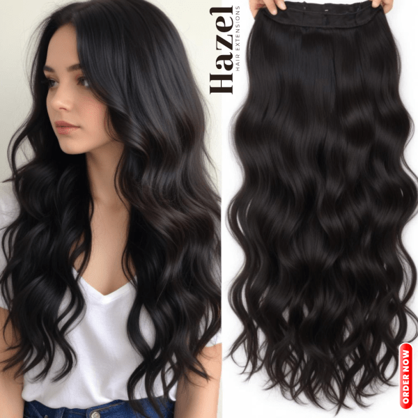 Black Wavy Five Clip in Extension HZL519