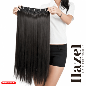 Black Straight Five Clip in Extension HZL562