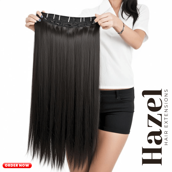 Black Straight Five Clip in Extension HZL562