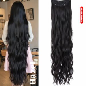 Extra Long Black Wavy Five Clip in Extension HZL903