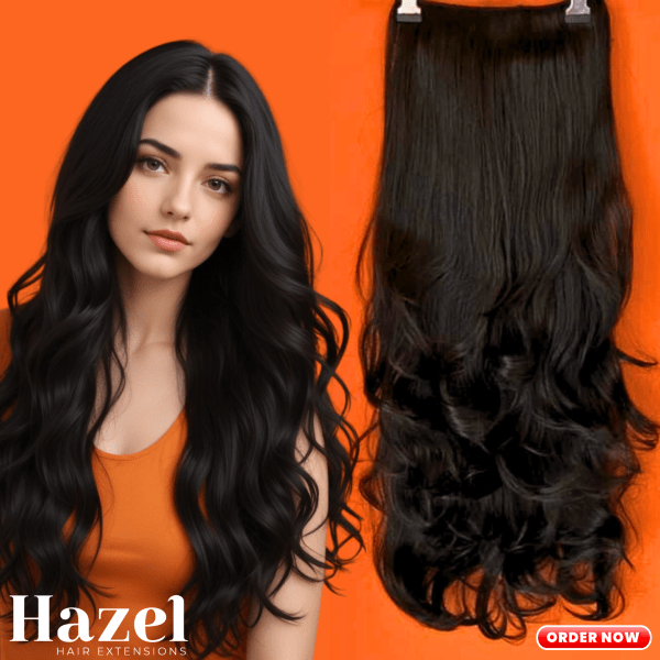 Black Wavy Five Clip in Extension HZL512