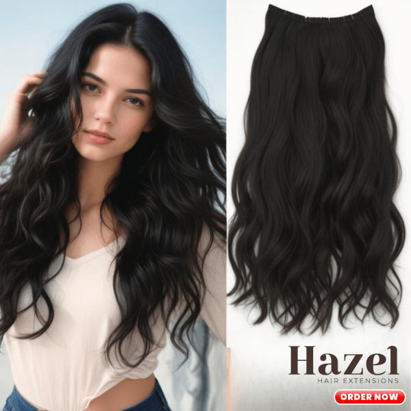 Black Wavy Five Clip in Extension HZL525