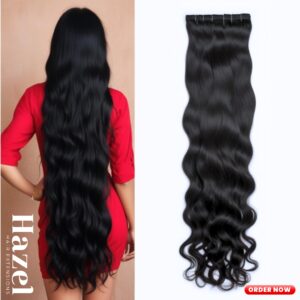 Extra Long Black Wavy Five Clip in Extension HZL902