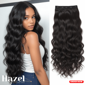 Black Wavy Five Clip in Extension HZL514