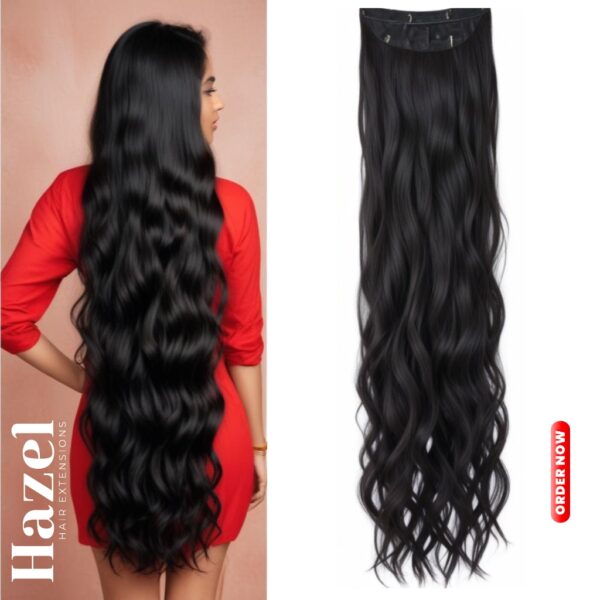Extra Long Black Wavy Five Clip in Extension HZL904