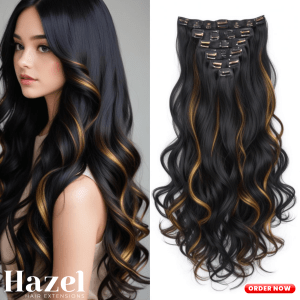 Black Wavy Five Clip in Extension HZL527