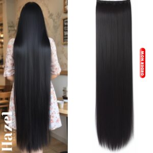 Extra Long Black Straight Five Clip in Extension HZL906