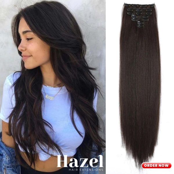 Black Straight Five Clip in Extension HZL568
