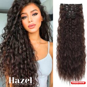 Brown Deep Curly 16 Clips in Extension 16DC65BR4#