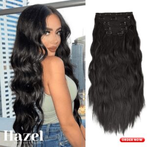 Black Wavy 16 Clips in Extension 16DC65B2#